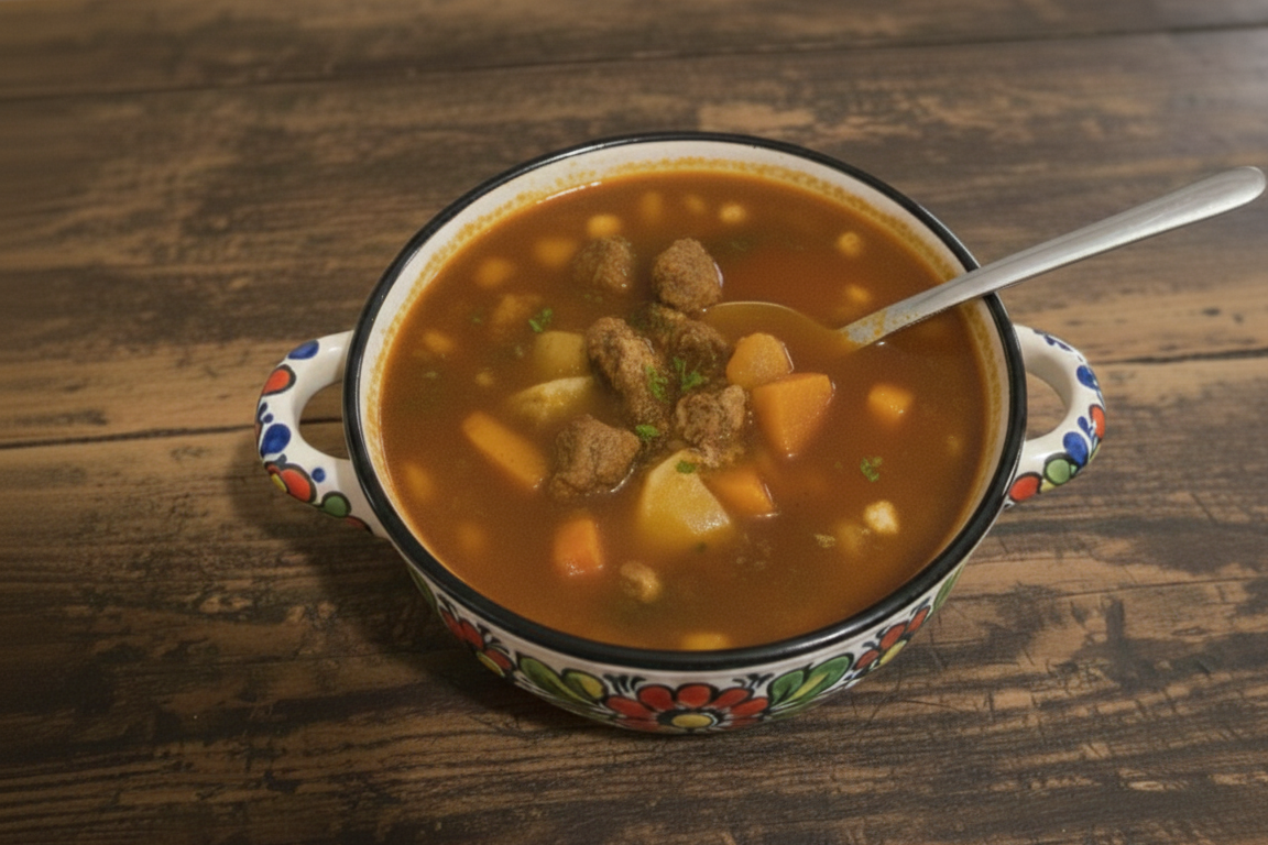 Hearty Hungarian Beef & Lentil Goulash with Handmade Dumplings - Újévi Marha & Lencsegulyás Galuskával